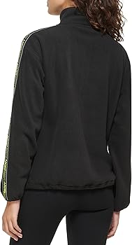 Amazon.com: DKNY Flip Logo Tape 1/4 Zip Pullover Black/Zest SM